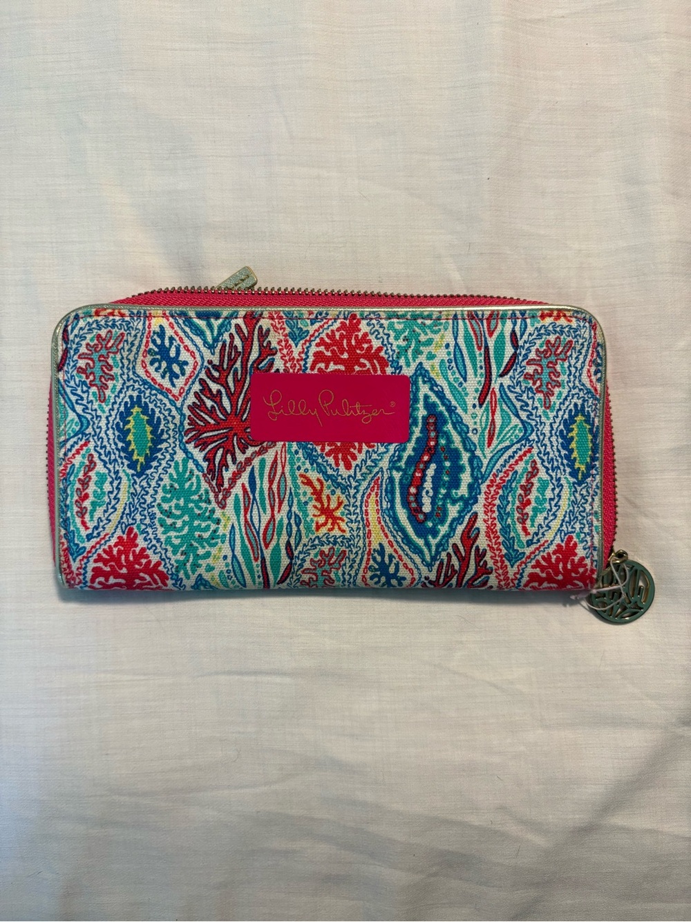 Lilly Pulitzer Coral Reef Print Zip Wallet in Pink, Turquoise & Red